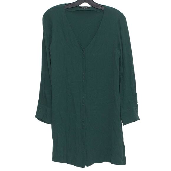 Madewell Womens Shirt Dress Minimalist Timeless Holiday Earthy Solid Green Small - Picture 1 of 7